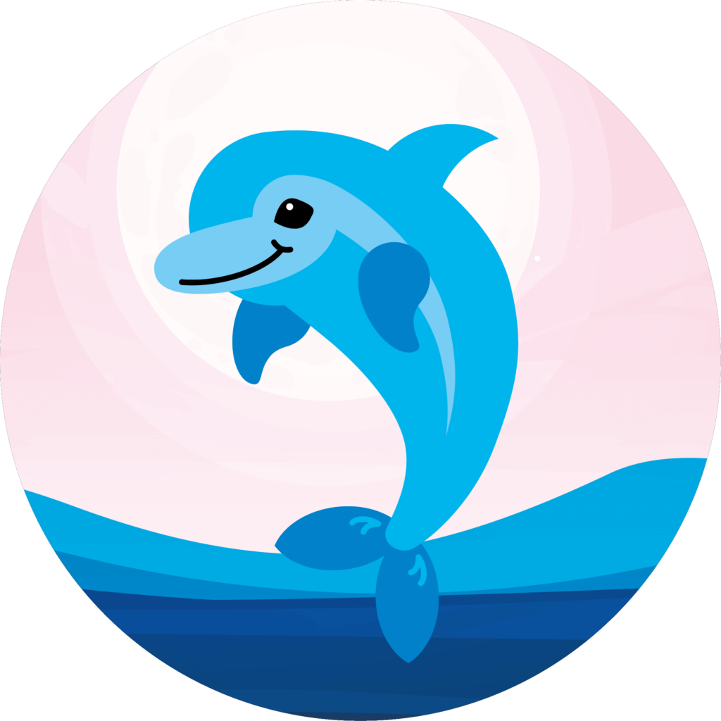 Human Design Tierillustration Delfin in blau