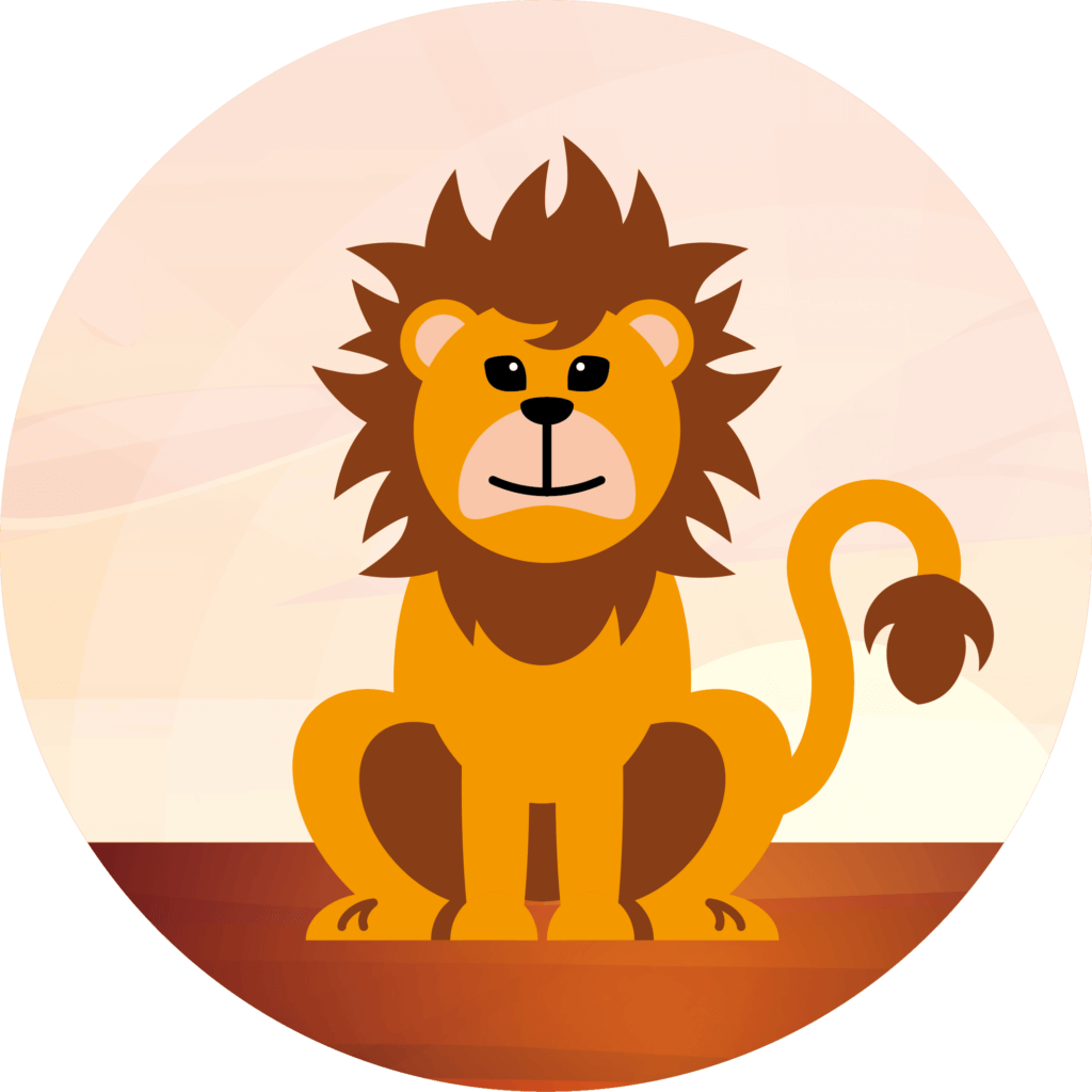 Human Design Tierillustration Löwe in gelb-braun